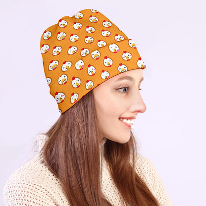 Cute Chicken Emoji Pattern Print Beanie
