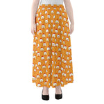 Cute Chicken Emoji Pattern Print Chiffon Maxi Skirt