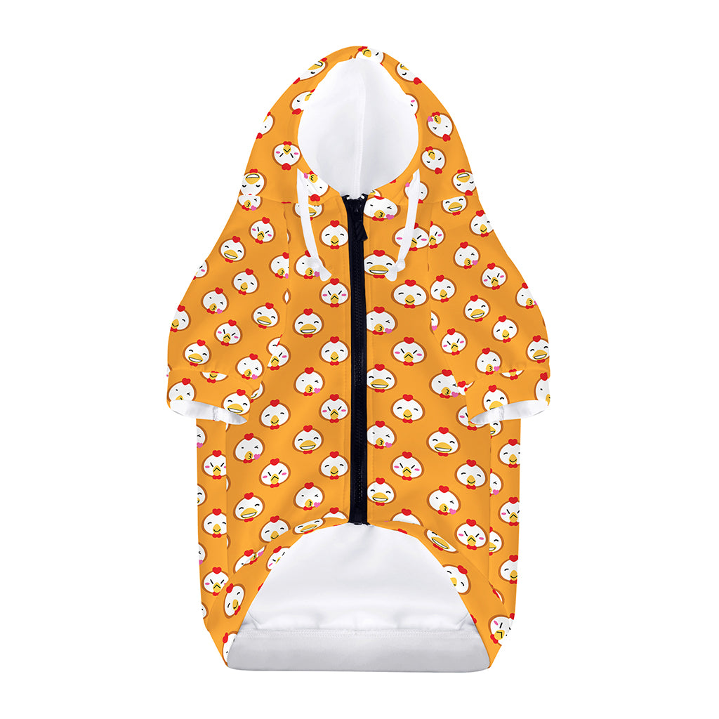 Cute Chicken Emoji Pattern Print Dog Zip Up Hoodie