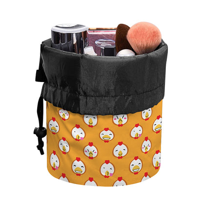Cute Chicken Emoji Pattern Print Drawstring Makeup Bag