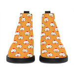 Cute Chicken Emoji Pattern Print Flat Ankle Boots