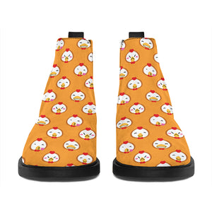 Cute Chicken Emoji Pattern Print Flat Ankle Boots