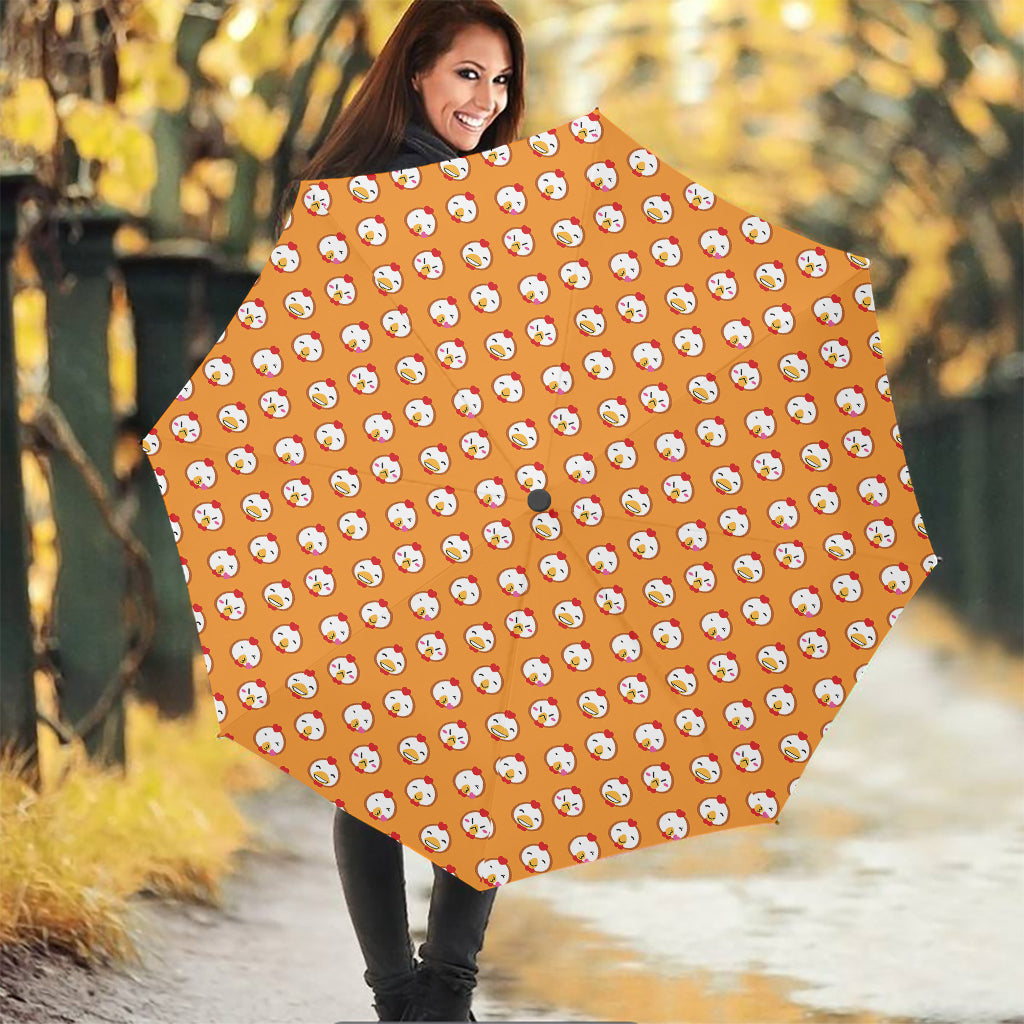Cute Chicken Emoji Pattern Print Foldable Umbrella