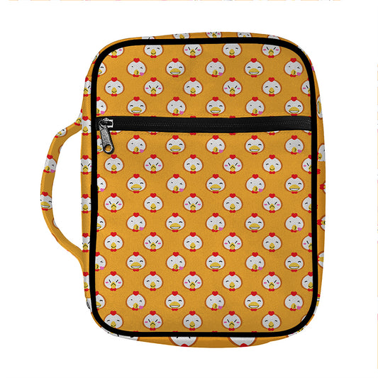 Cute Chicken Emoji Pattern Print Front Pocket Bible Bag