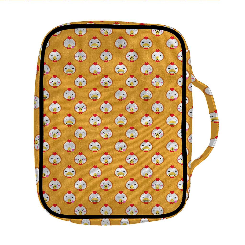 Cute Chicken Emoji Pattern Print Front Pocket Bible Bag
