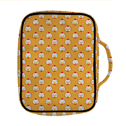 Cute Chicken Emoji Pattern Print Front Pocket Bible Bag