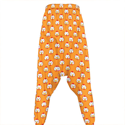Cute Chicken Emoji Pattern Print Hammer Pants