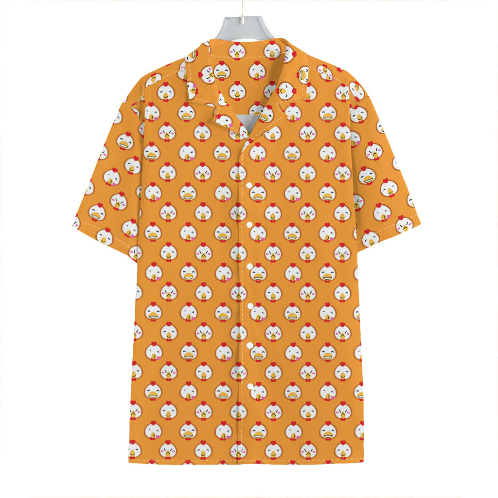 Cute Chicken Emoji Pattern Print Hawaiian Shirt