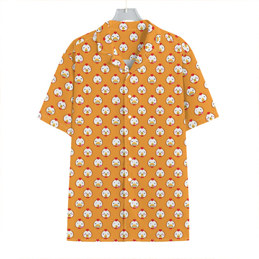 Cute Chicken Emoji Pattern Print Hawaiian Shirt