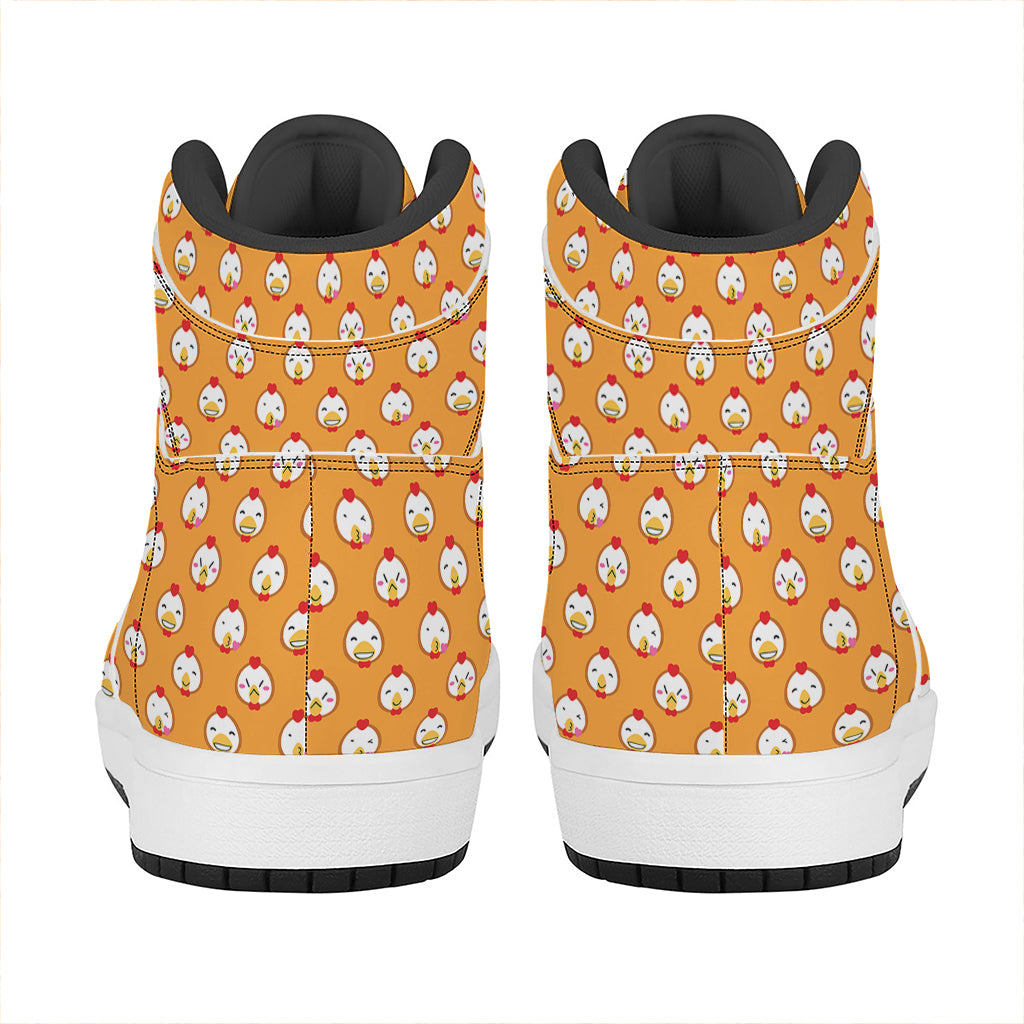 Cute Chicken Emoji Pattern Print High Top Leather Sneakers