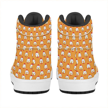Cute Chicken Emoji Pattern Print High Top Leather Sneakers