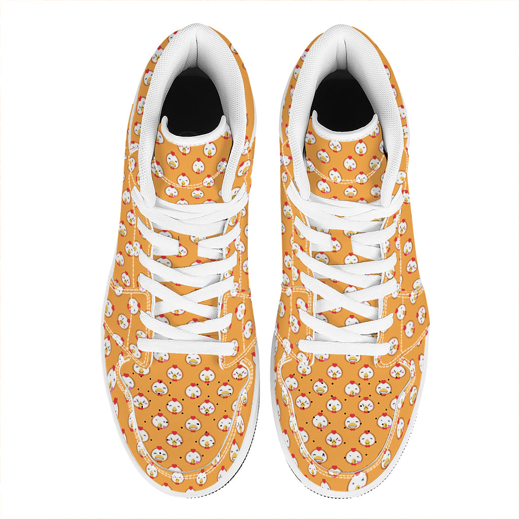 Cute Chicken Emoji Pattern Print High Top Leather Sneakers
