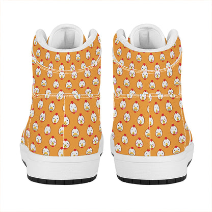 Cute Chicken Emoji Pattern Print High Top Leather Sneakers