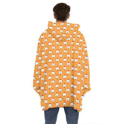 Cute Chicken Emoji Pattern Print Hoodie Blanket
