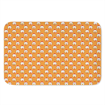 Cute Chicken Emoji Pattern Print Indoor Door Mat
