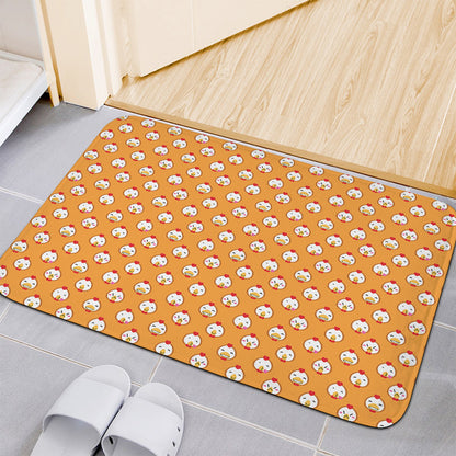Cute Chicken Emoji Pattern Print Indoor Door Mat
