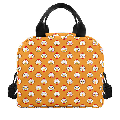 Cute Chicken Emoji Pattern Print Insulated Lunch Bag