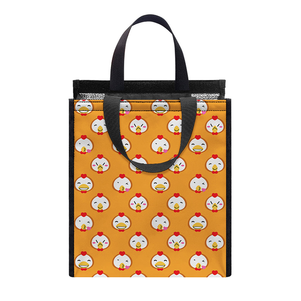Cute Chicken Emoji Pattern Print Insulated Lunch Tote
