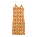 Cute Chicken Emoji Pattern Print Jersey Midi Cami Dress