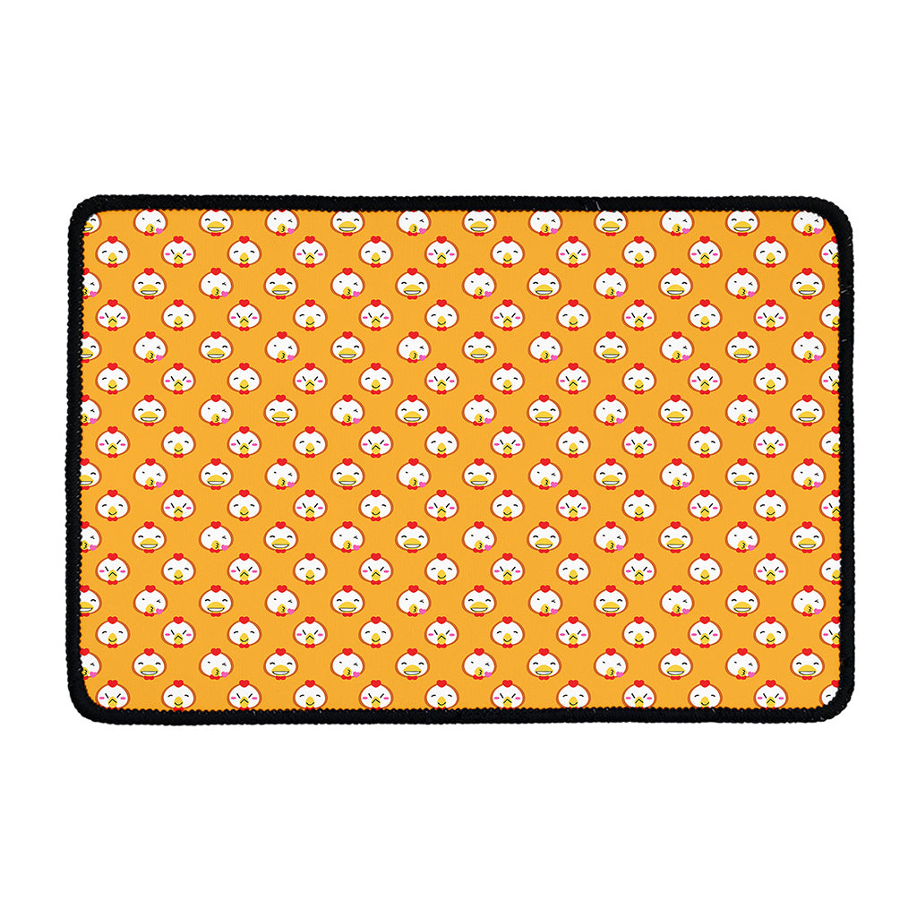 Cute Chicken Emoji Pattern Print Kitchen Mat