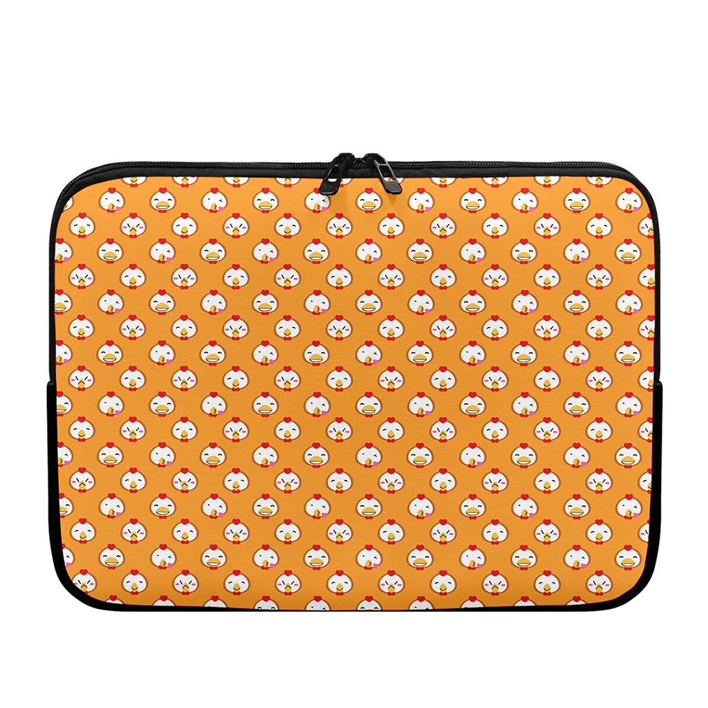 Cute Chicken Emoji Pattern Print Laptop Sleeve