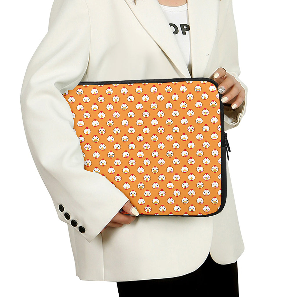 Cute Chicken Emoji Pattern Print Laptop Sleeve