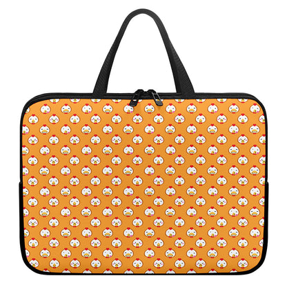 Cute Chicken Emoji Pattern Print Laptop Sleeve With Handle