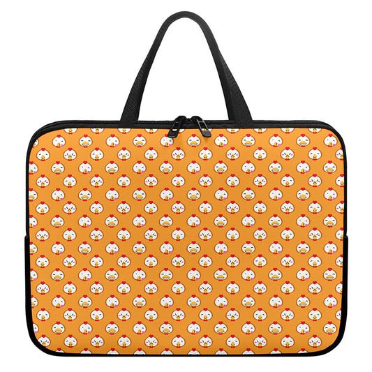 Cute Chicken Emoji Pattern Print Laptop Sleeve With Handle