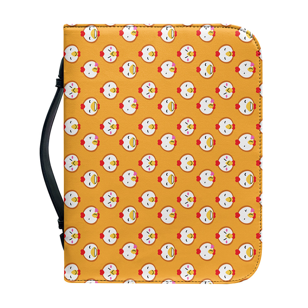Cute Chicken Emoji Pattern Print Leather Bible Cover