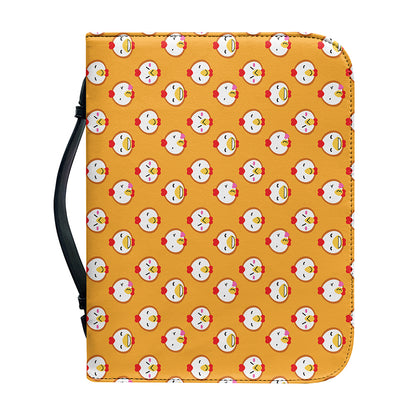Cute Chicken Emoji Pattern Print Leather Bible Cover