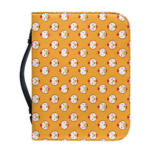 Cute Chicken Emoji Pattern Print Leather Bible Cover