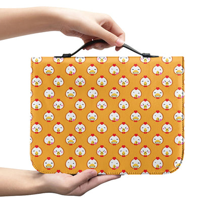Cute Chicken Emoji Pattern Print Leather Bible Cover