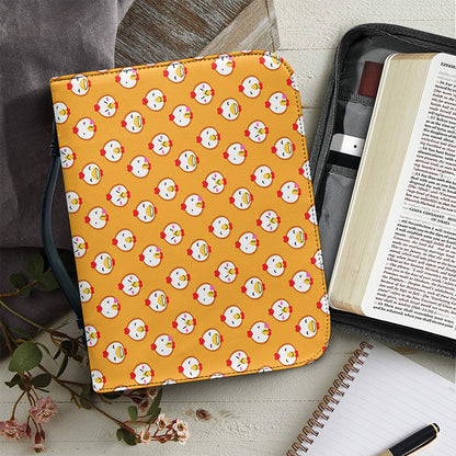 Cute Chicken Emoji Pattern Print Leather Bible Cover
