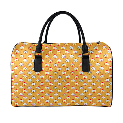 Cute Chicken Emoji Pattern Print Leather Duffle Bag