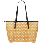 Cute Chicken Emoji Pattern Print Leather Tote Bag