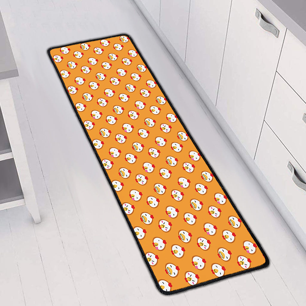 Cute Chicken Emoji Pattern Print Long Kitchen Mat