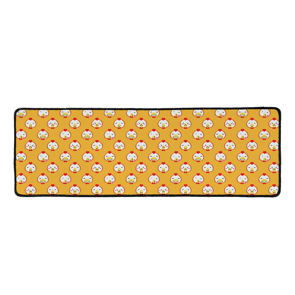 Cute Chicken Emoji Pattern Print Long Kitchen Mat