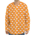 Cute Chicken Emoji Pattern Print Long Sleeve Baseball Jersey