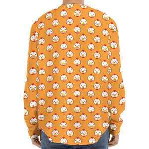 Cute Chicken Emoji Pattern Print Long Sleeve Baseball Jersey