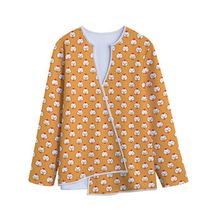 Cute Chicken Emoji Pattern Print Long Sleeve Short Coat