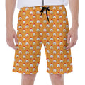 Cute Chicken Emoji Pattern Print Men's Beach Shorts