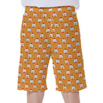 Cute Chicken Emoji Pattern Print Men's Beach Shorts