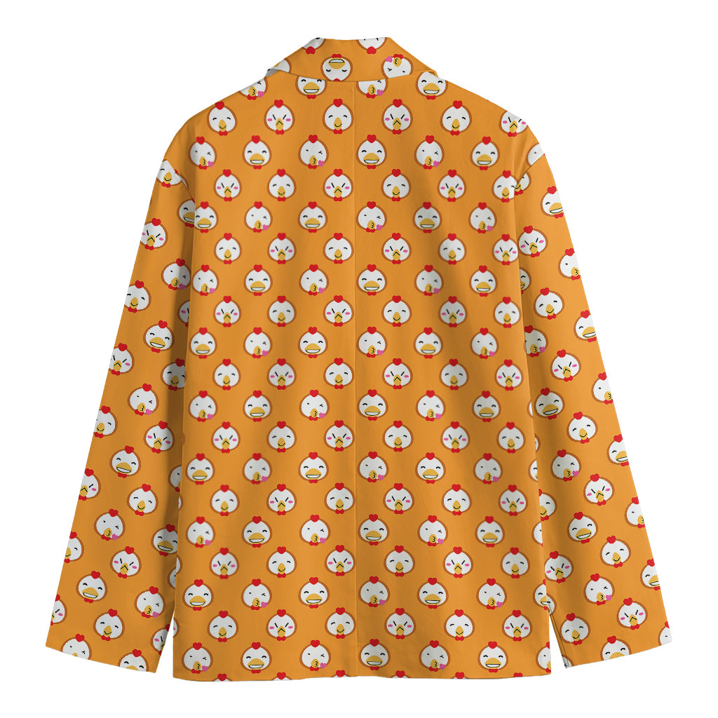 Cute Chicken Emoji Pattern Print Men's Blazer