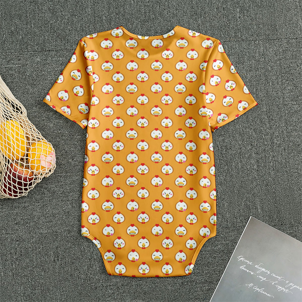 Cute Chicken Emoji Pattern Print Men's Bodysuit