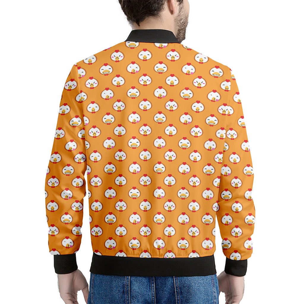 Cute Chicken Emoji Pattern Print Men's Bomber Jacket