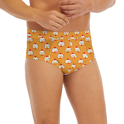 Cute Chicken Emoji Pattern Print Men's Briefs