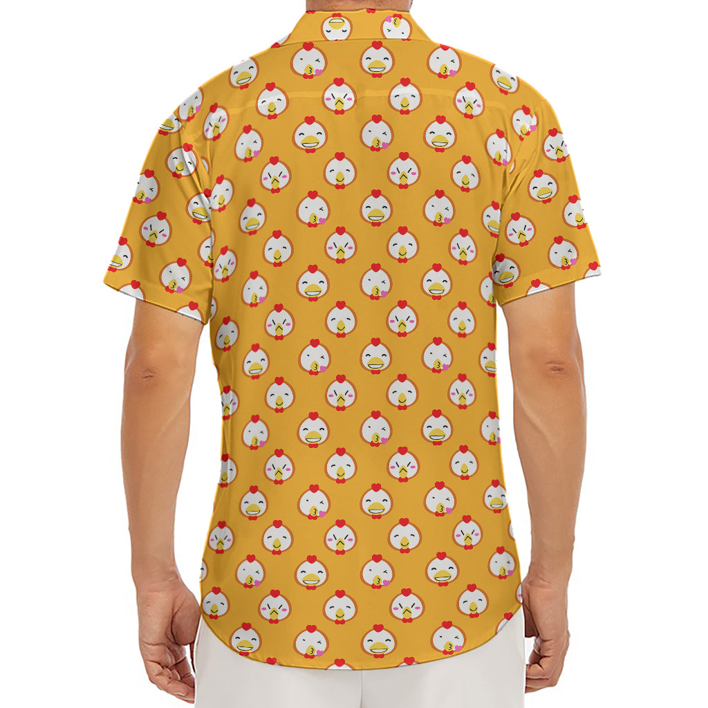 Cute Chicken Emoji Pattern Print Men's Deep V-Neck Shirt