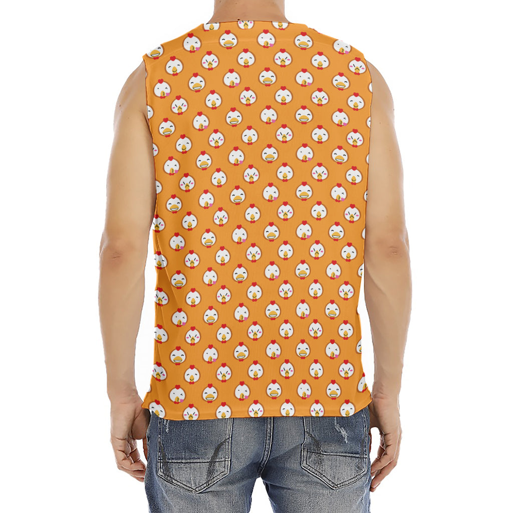 Cute Chicken Emoji Pattern Print Men's Fitness Tank Top