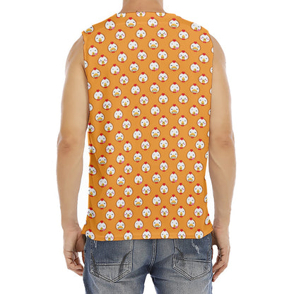 Cute Chicken Emoji Pattern Print Men's Fitness Tank Top