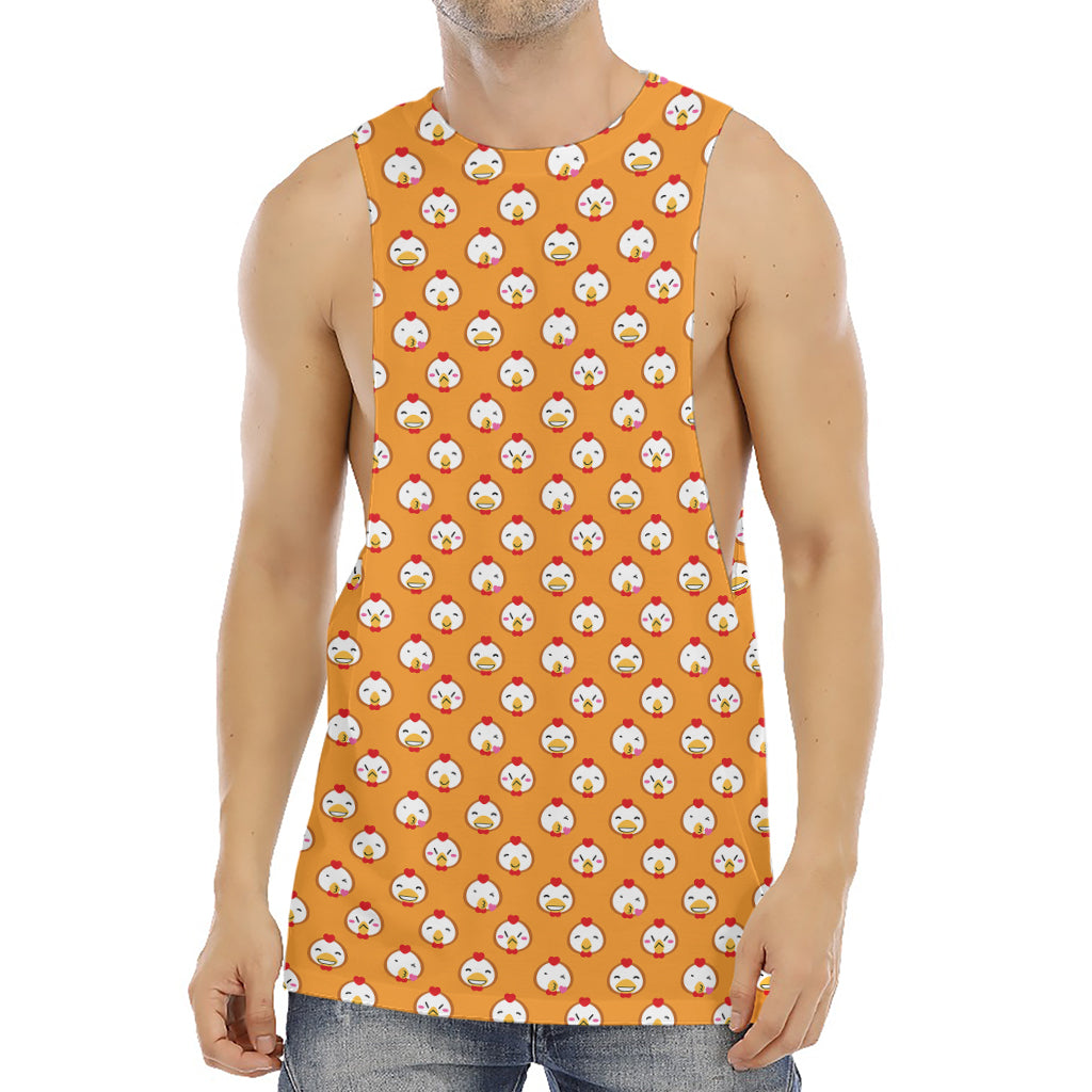 Cute Chicken Emoji Pattern Print Men's Muscle Tank Top